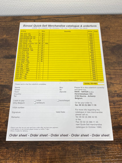 (1990s) Bonzai Records Merchandise Flyer